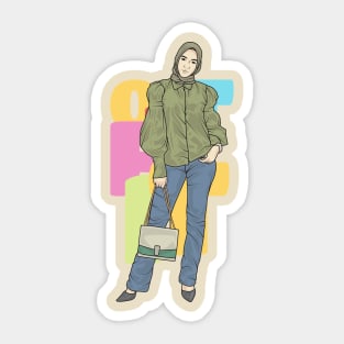 Hijab Girl Green Outfit Sticker